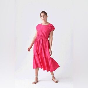 NWT M Patmos Penelope Flounce Dress in Hot Pink